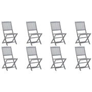 Sedie da Giardino Pieghevoli 8 pz con Cuscini Massello Acacia 3078305
