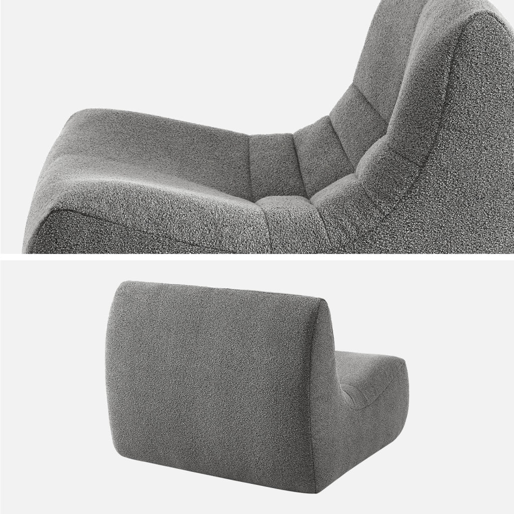 Divano modulare in bouclé, 3 posti, grigio