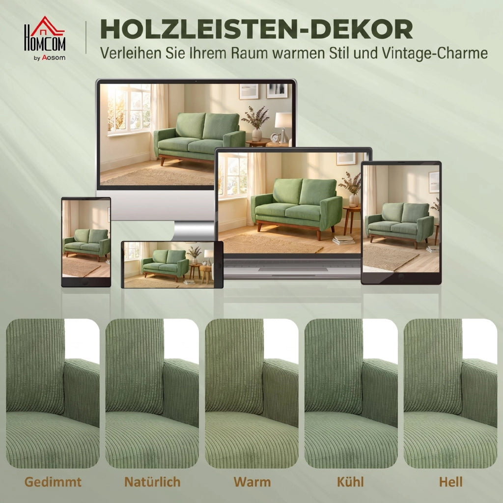 Divano 2 Posti ¨C zephmum ¨C Tessuto Verde 134 cm