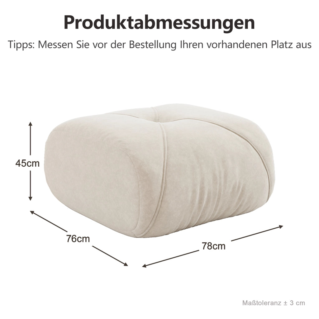 Pouf/Modulo divano modulare in chenille, colore beige chiaro