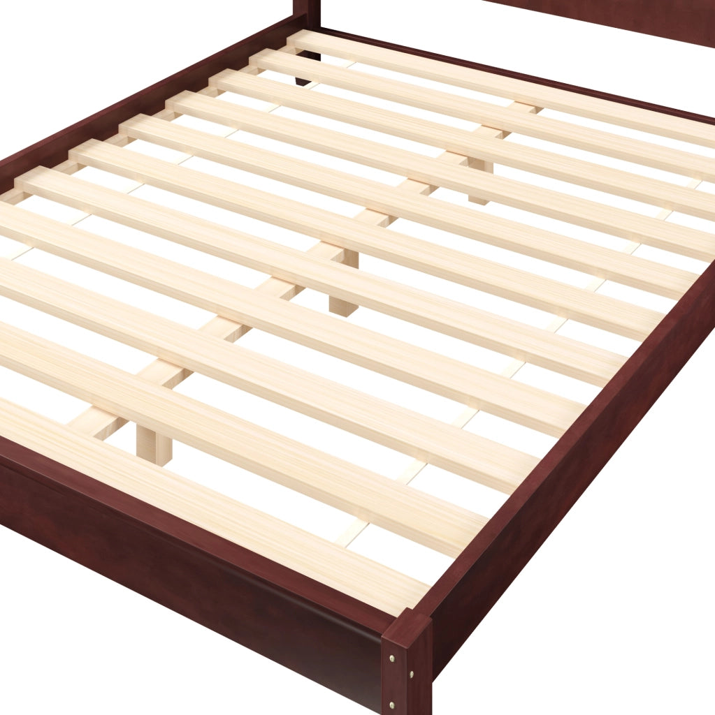 Letto a piattaforma 160x200 cm con testiera e 11 doghe; MDF e compensato; marrone