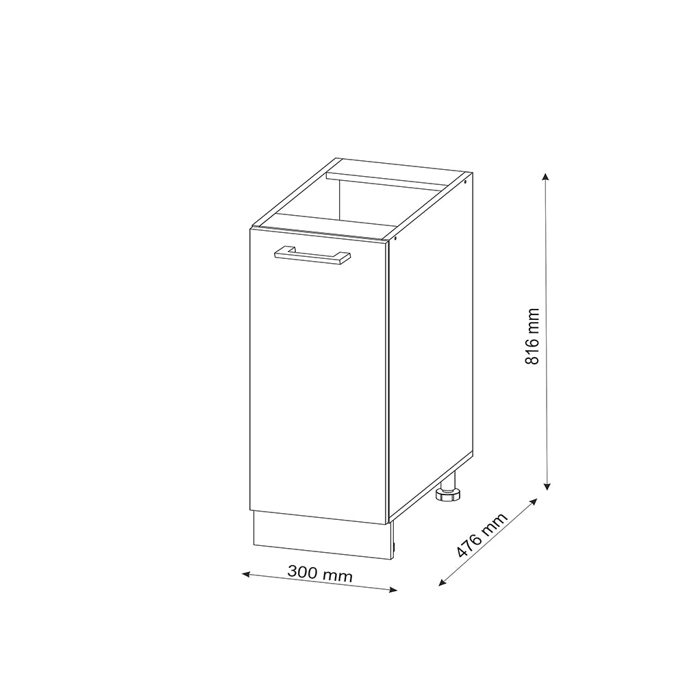 Armadio cucina dispensa alto R-Line Grigio nobile/Bianco 30 cm senza piano di lavoro Vicco