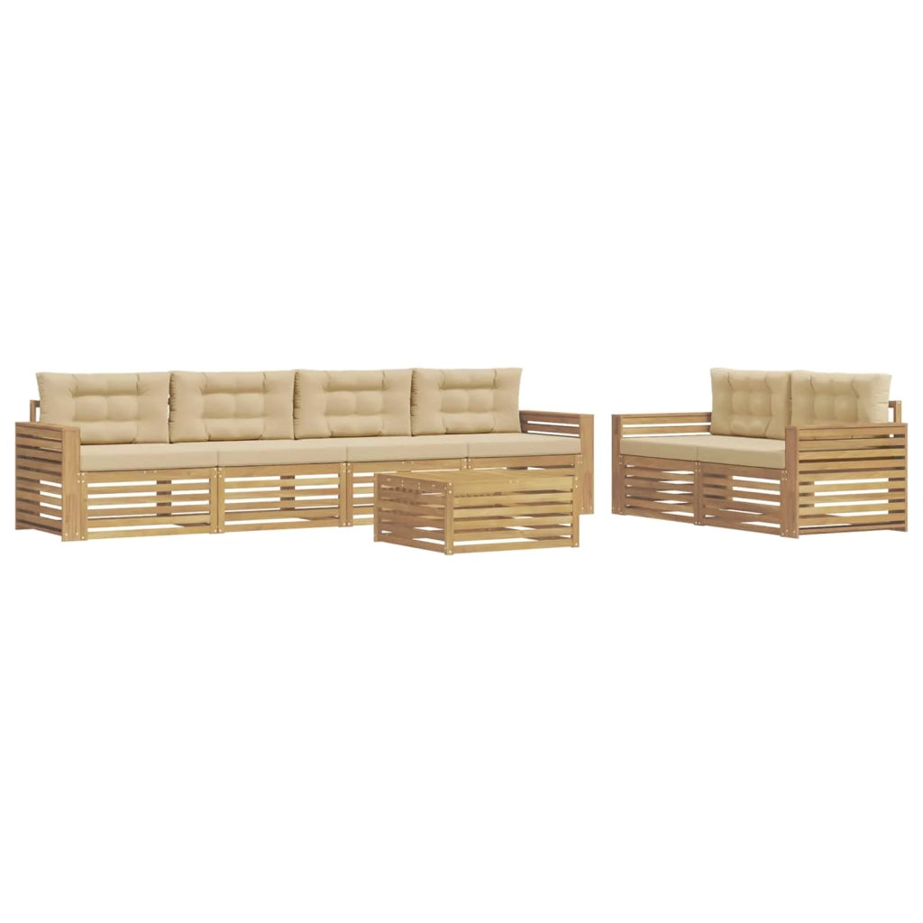 Set di divani da esterno 7 pz Bianco e Beige 3390093