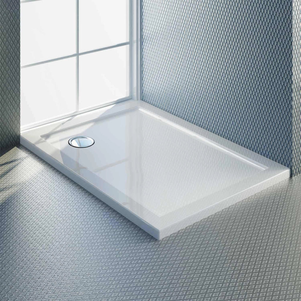 Piatto Doccia Slim 80x90x4 cm Rettangolare Acrilico Bordato Bianco Lucido mod. Flower