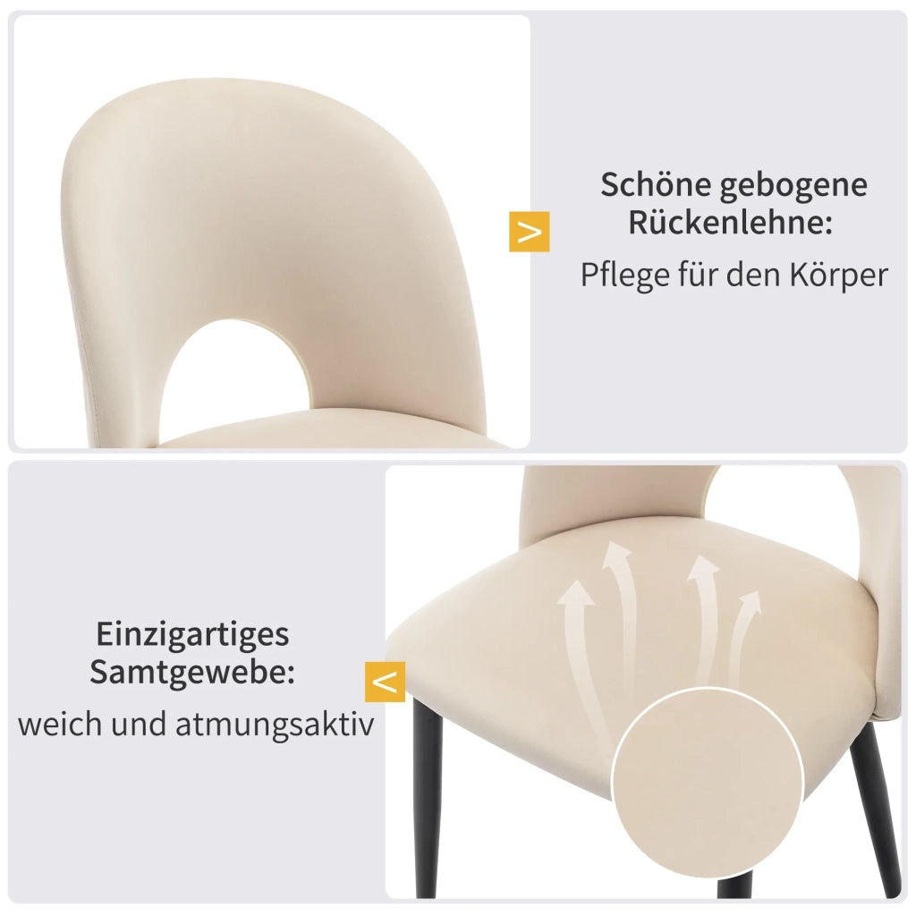 Set da pranzo moderno: tavolo 140x80 cm con piano in MDF bianco e gambe nere, 4 sedie in velluto beige con motivo a diamante e gambe regolabili