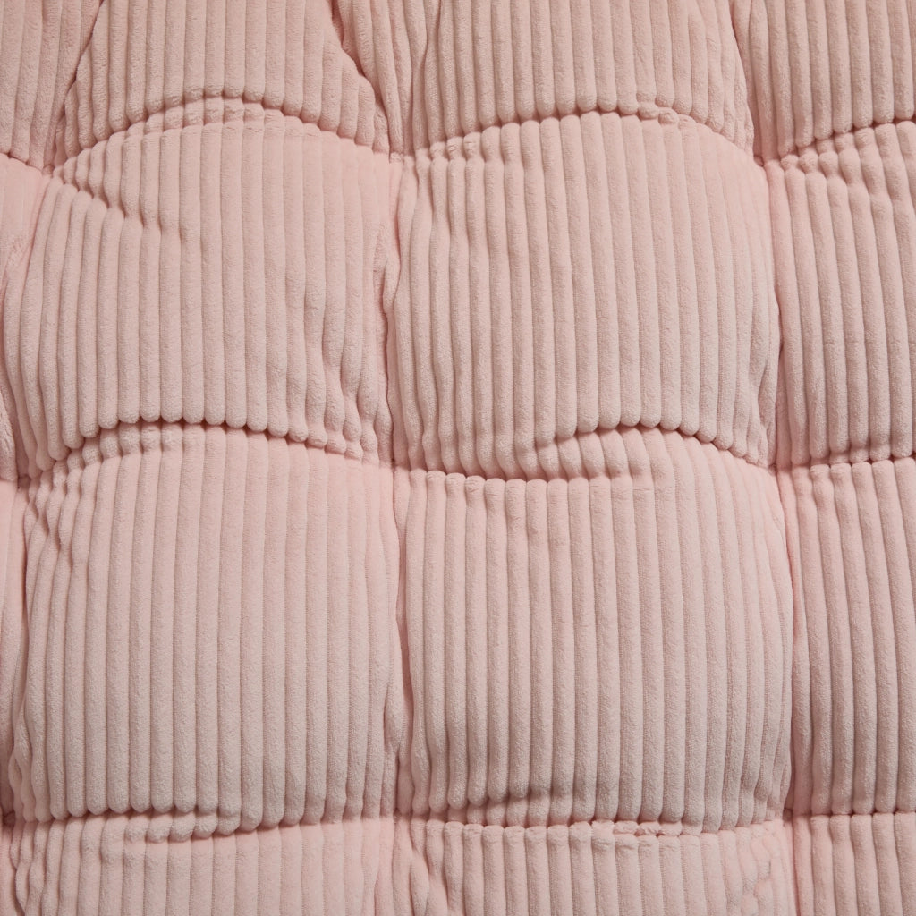 Sedia a dondolo da esterno, struttura nera con cuscino rosa spesso e morbido. Per soggiorno, camera da letto e sala lettura