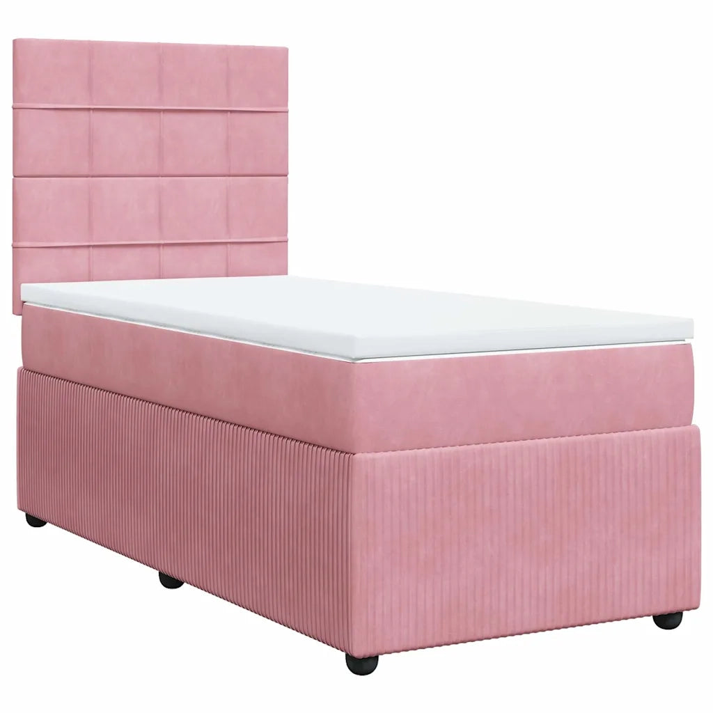 Giroletto a Molle con Materasso Rosa 90x190 cm in Velluto 3294519