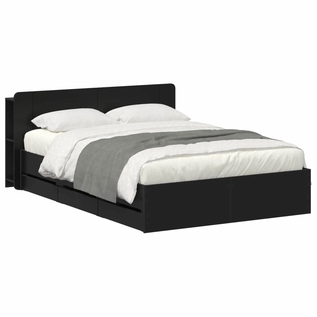 Struttura del letto con stoccaggio e testata Nero 150 x 200 cm 3433967