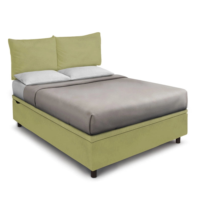 Letto imbottito Matrimoniale 180x190 cm Soft - Contenitore,Microfibra,Tè verde