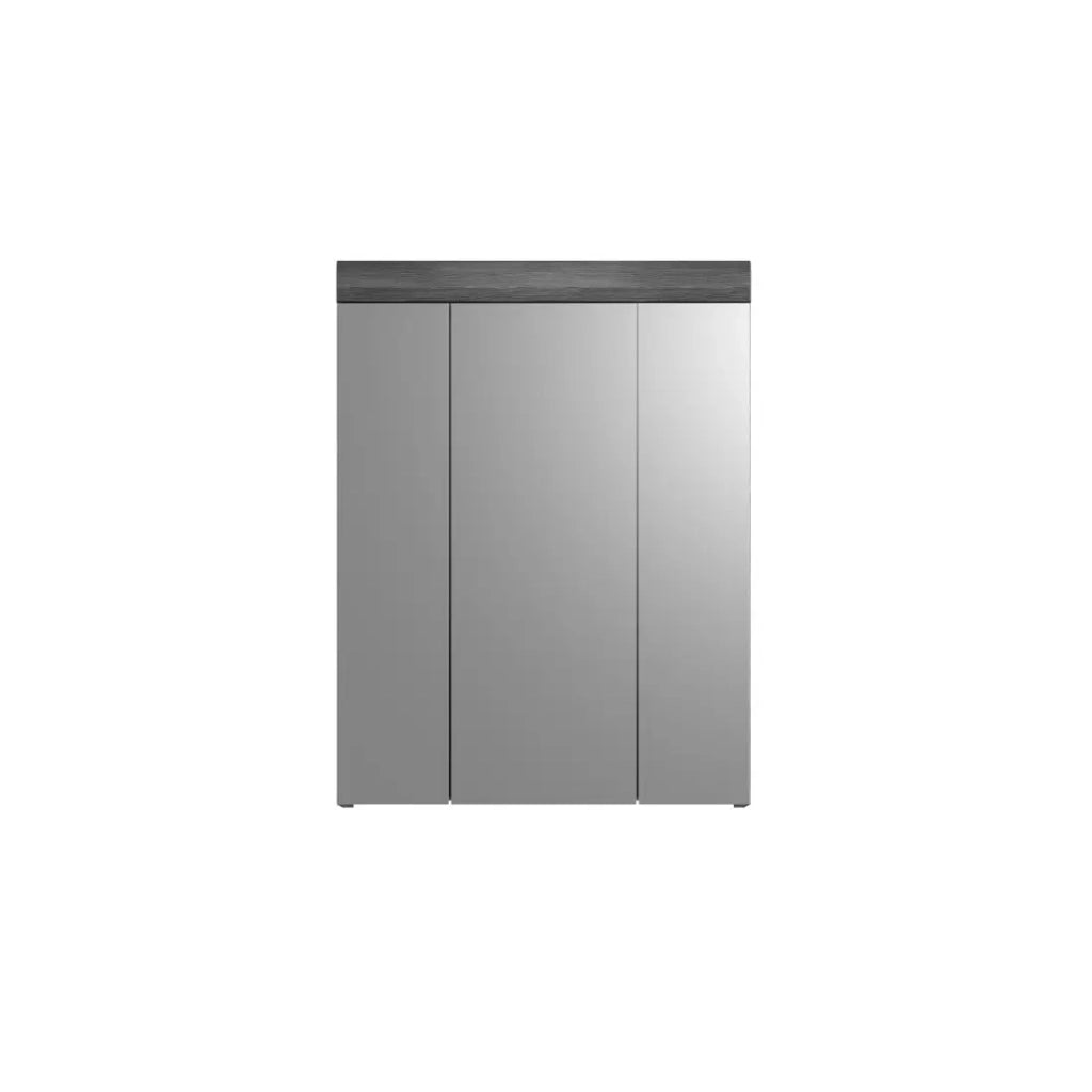 Set bagno SCOTT – Mobile sotto lavabo e mobiletto di storage con specchio – Grigio scuro e bianco