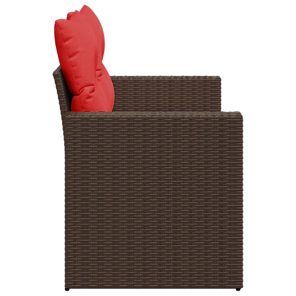 Divano da giardino con cuscini a 2 Posti-Sofa da Giardino-Divano da esterno marrone in polyrattan 434815
