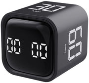Alarme digitale, timer, orologio a cubo con sensore di gravità e schermo LED, impostazioni veloci per 5, 10, 30 e 60 minuti, adatto per cucina, casa, studio e riunioni, nero.