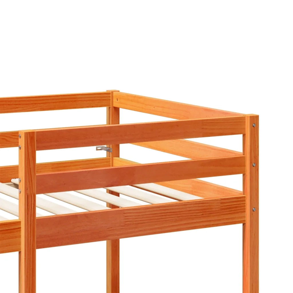 Letto singolo | Letto per adulti | Giroletto Soppalco Scrivania e Sedie Marrone Cera 75x190cm Pino