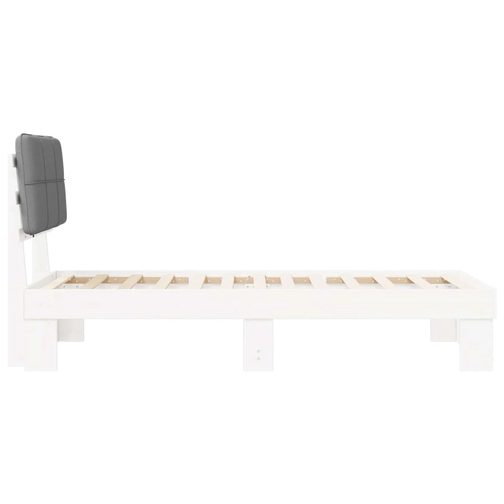 Letto con Testiera Rivestita Grigio chiaro 90 x 190 cm