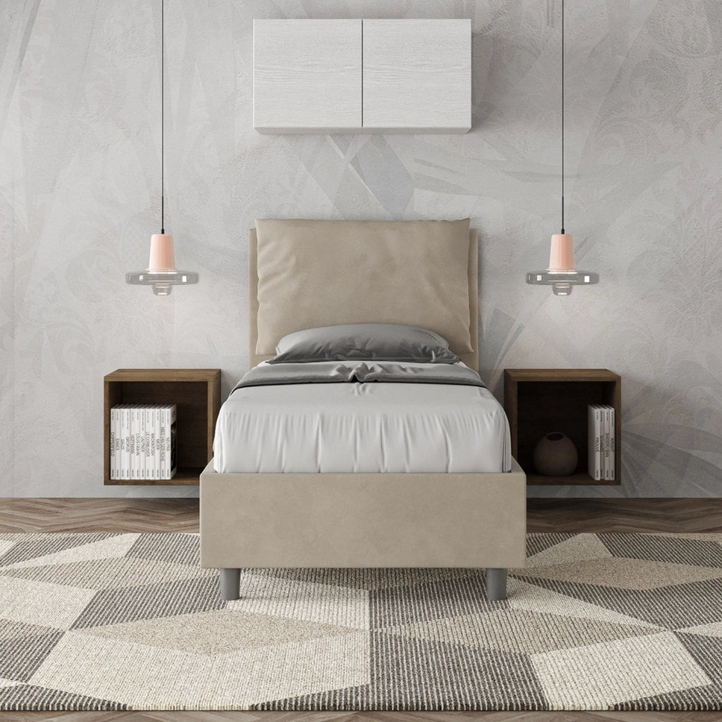 Letto Singolo 100x190 cm con Rete Antea Sabbia