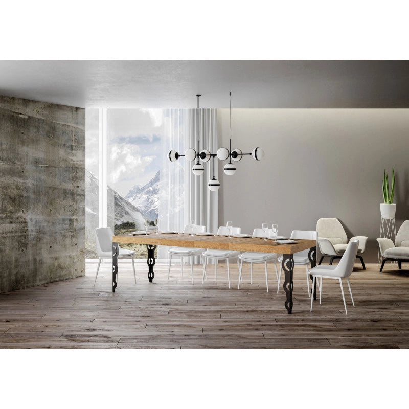 Tavolo allungabile 160/420x90 cm Karamay Premium telaio Antracite - Quercia Natura