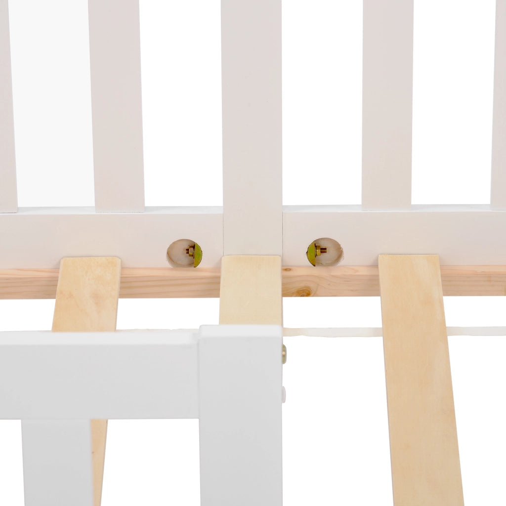 Letto per bambini a casetta 90 × 200 cm con sponde, in legno di pino bianco e spazio sotto il letto