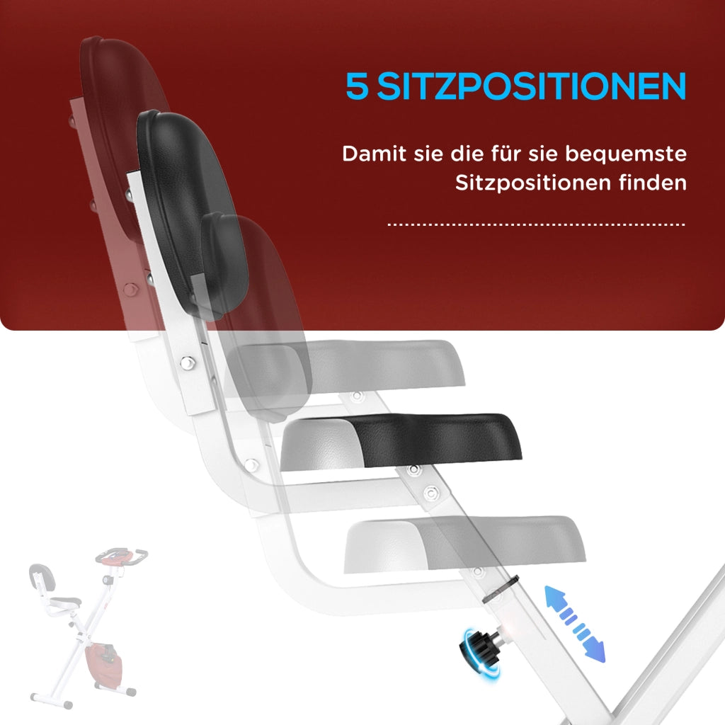 Cyclette con resistenza magnetica 8 livelli regolabile in altezza display LCD ¨C zephmum ¨C Rosso Bianco