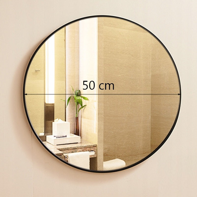 Specchio da bagno 50x50x2 cm, finitura nera, compatto e versatile.