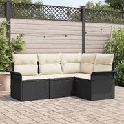 Set Divano da Giardino con archiviazione 4 pcs Nero polyrattan