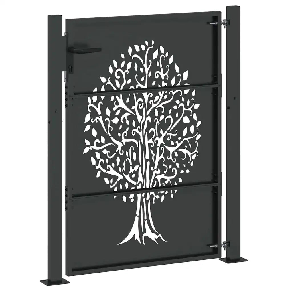 Cancello da giardino con blocco Nero 110 x 155 cm CFW3003709
