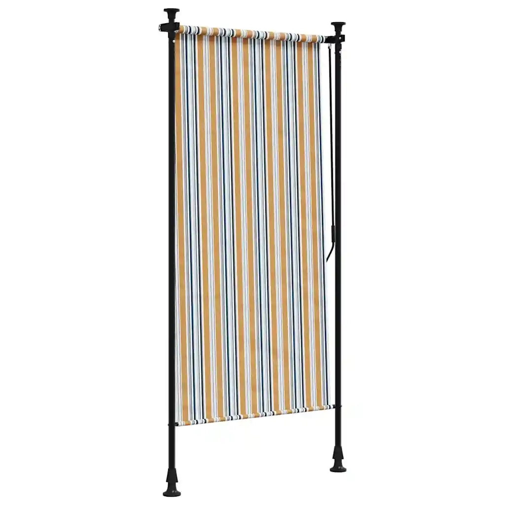 Tenda a rullo | Tenda avvolgibile Esterno Gialla e Bianca 120x270cm Tessuto Acciaio
