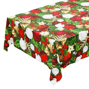 Tovaglia Cucina Natalizia Campanelle Palline Natale Plastificata Antimacchia Moderna - 140x600 Cm