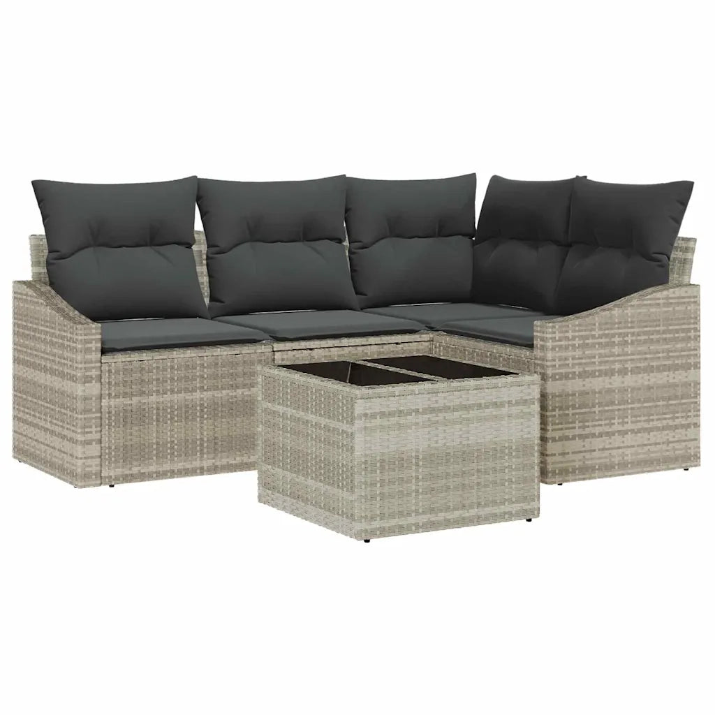 Set di divani con cuscino 5 pcs Grigio chiaro polyrattan 3346712