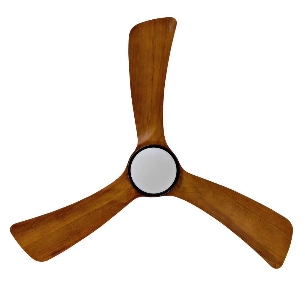Ventilatore da soffitto 42" con 3 pale in legno massello, illuminazione LED dimmerabile, motore DC reversibile 6 velocità e telecomando