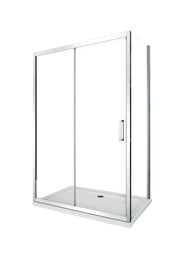 Box doccia angolare parete fissa e ANTA FISSA + PORTA scorrevole vetro 6 mm MISURA 67,5-70 ANTA FISSA + PORTA 155-160