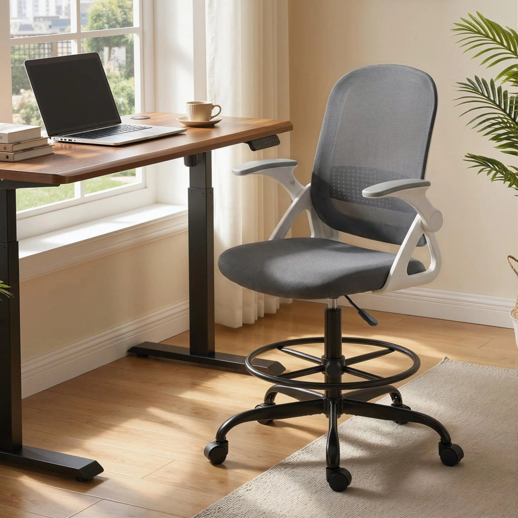 Sedia da ufficio con rete ¨C Zephmum ¨C Grigio, regolabile