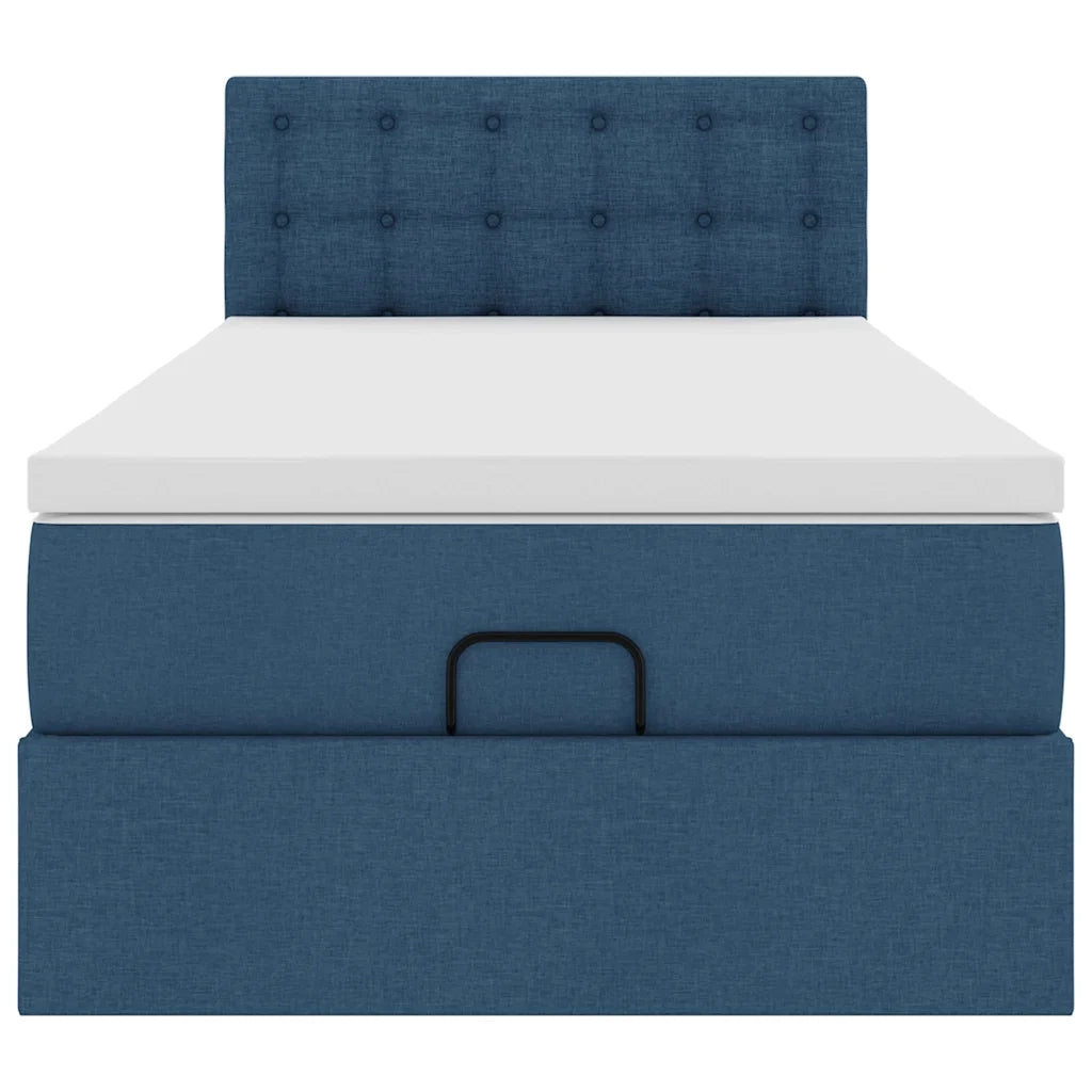 Pouf Letto con Materasso Blu 100x200 cm in Tessuto