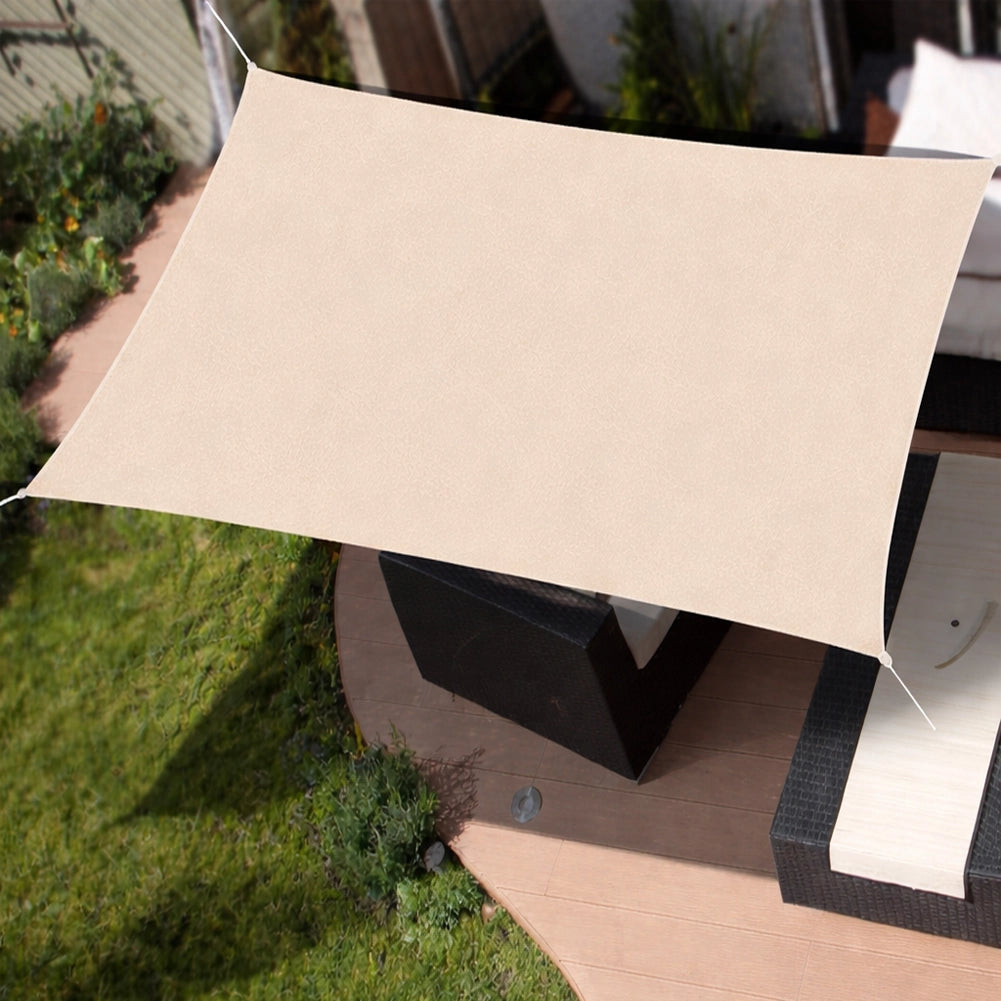 Tenda Vela Parasole 3 x 4 Metri Rettangolare Telo Ombreggiante da Giardino Ecru