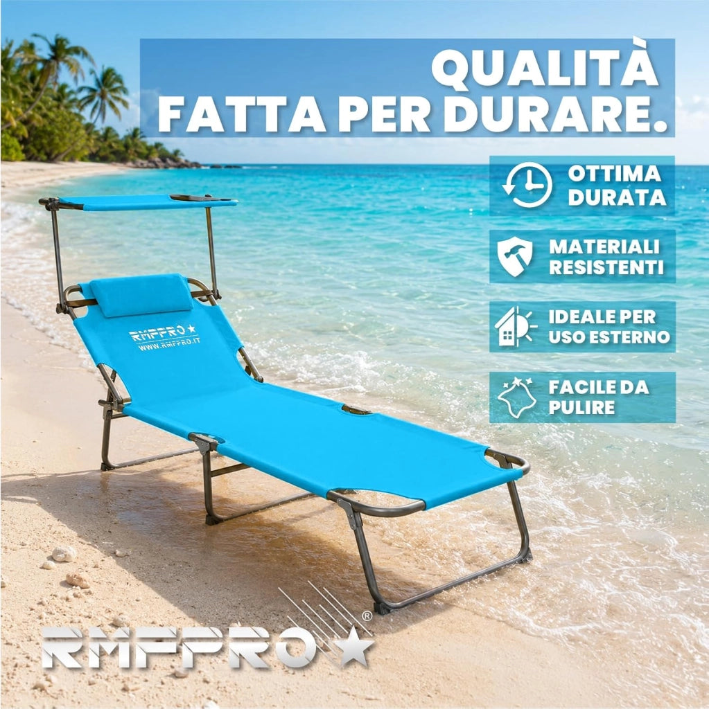 RMF PRO LETTINO PIEGHEVOLE CON PARASOLE BLU