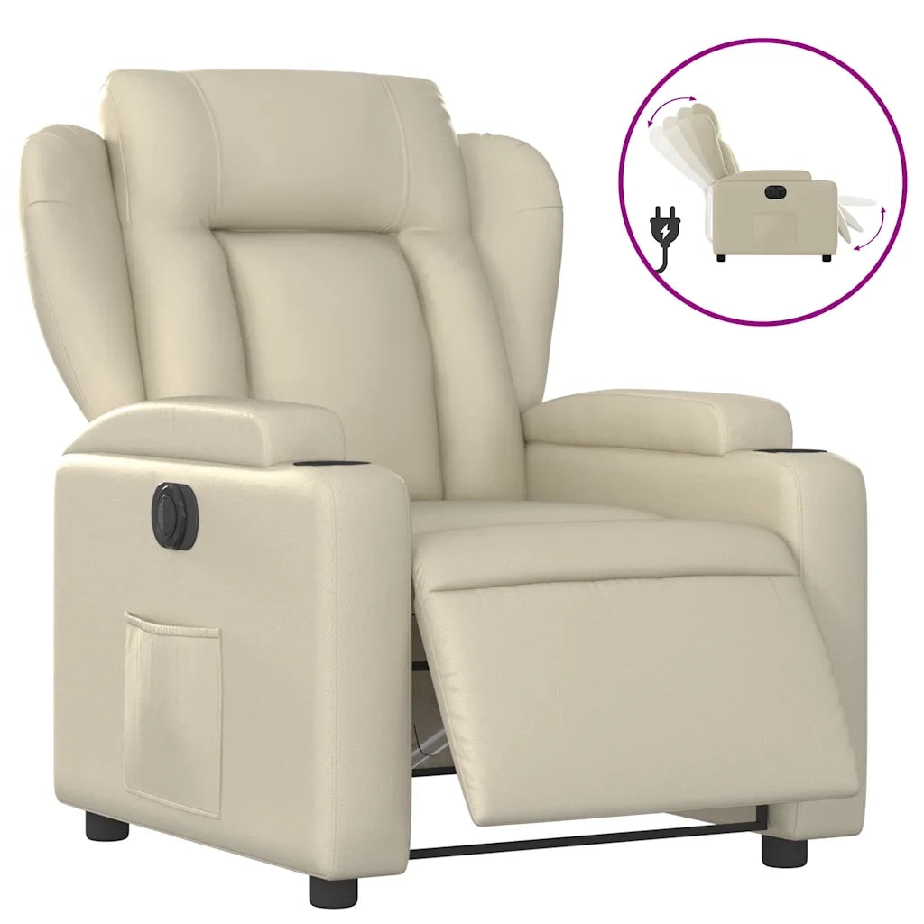 Poltrona | Sedia Relax Reclinabile Elettrica Crema in Similpelle