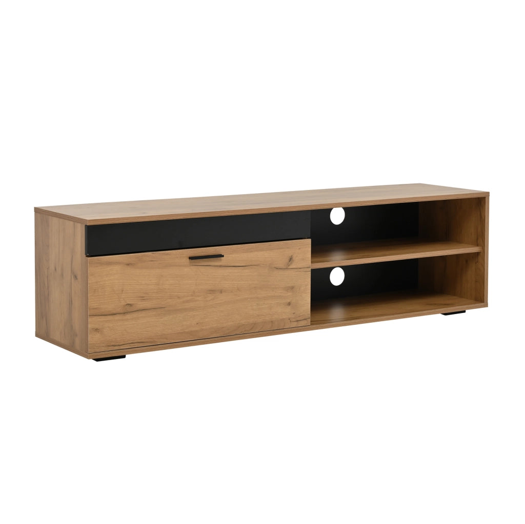 Set mobili soggiorno TV 140x35x39 cm con mobile TV, armadietto da parete e mensola, design moderno in truciolato legno e nero