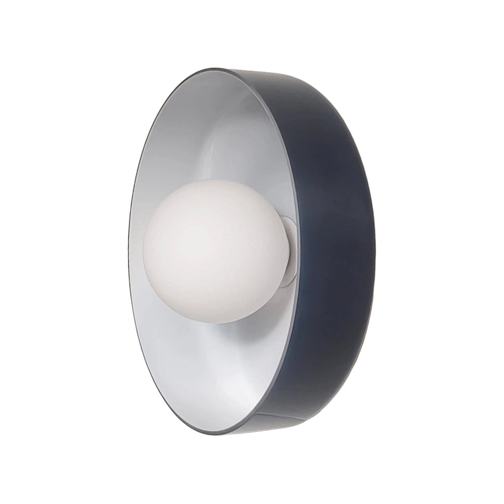 Applique da interno in vetro e metallo, ø25cm, blu