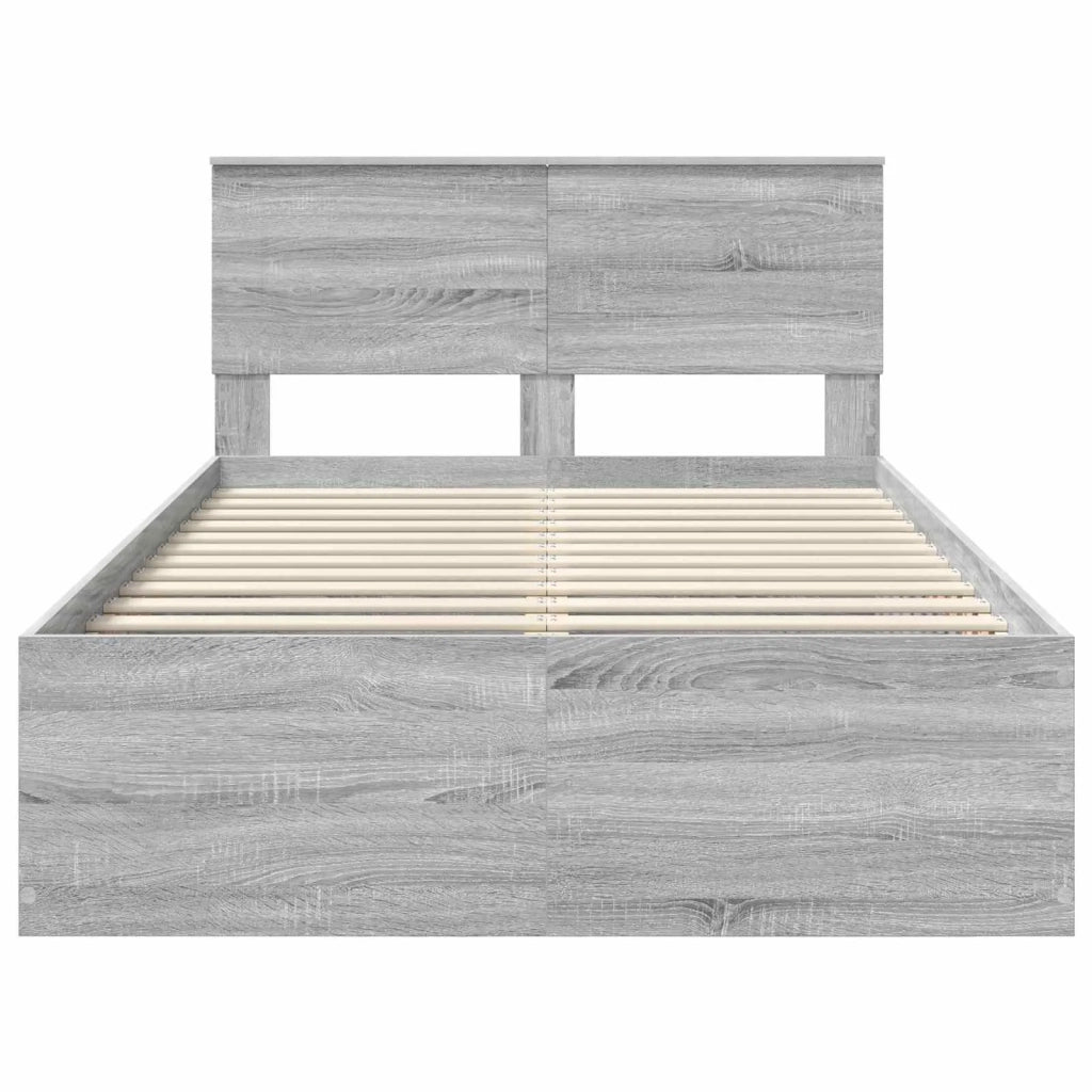 Struttura del letto con testiera Grigio Sonoma 135 x 190 cm 3408681
