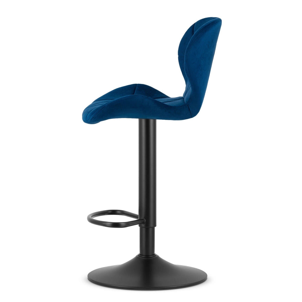 Sgabello VALORA WEST - Velluto blu navy con base nera x 2