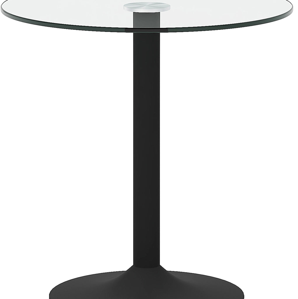 Tavolo da bar rotondo 89 x 89 x 92 cm in vetro temperato nero, stile moderno