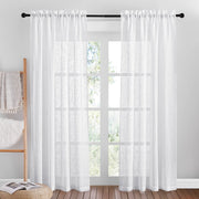 Tende trasparenti, 2 pezzi, 140x200 cm, bianco, poliestere, per soggiorno, camera da letto, camera dei bambini