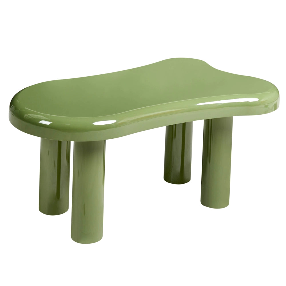 Tavolino da caffè Verde Gambe in PVC 100 x 70 x 40 cm MDF Piano ovale Forma Soggiorno Moderno Minimalista