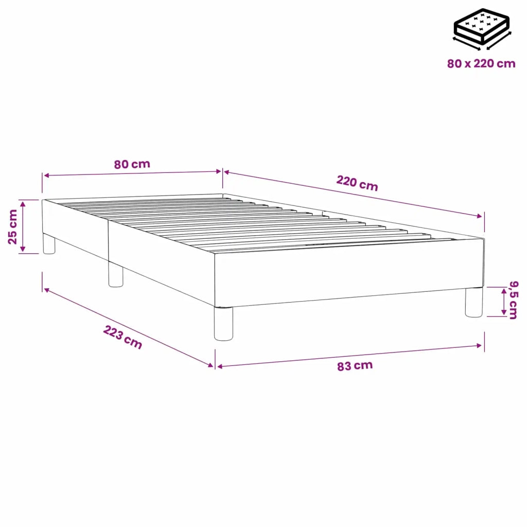 Letto a Molle senza Materasso Grigio Chiaro 80x220 cm Velluto 3315849