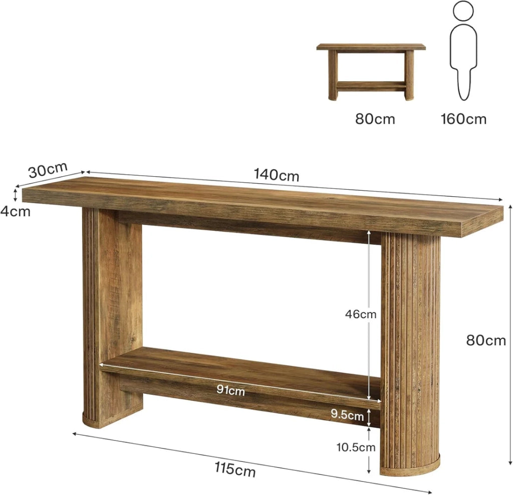 Consolle moderna dal design sottile in legno ingegnerizzato marrone salvaspazio per ingresso e soggiorno 153 × 38 × 16 cm