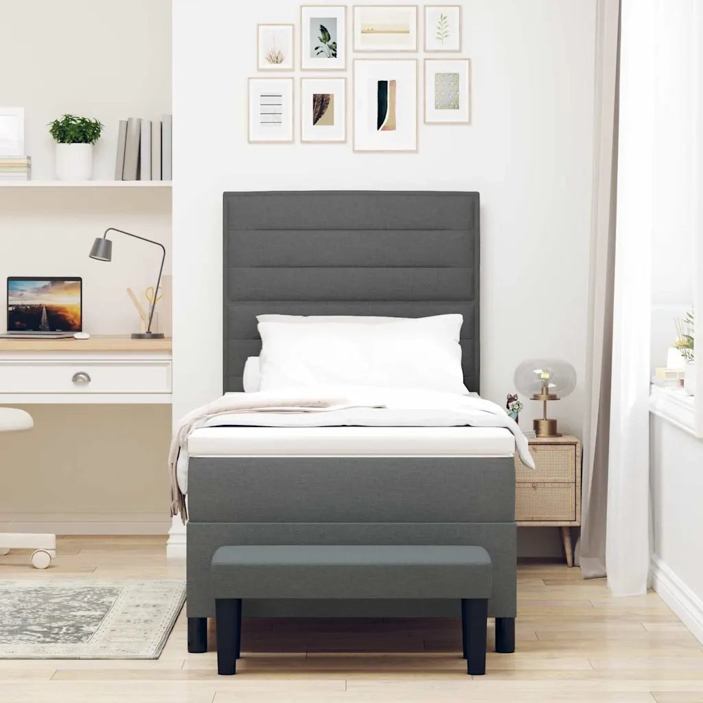 Letto a molle con materasso Grigio scuro 90 x 200 cm Tessuto