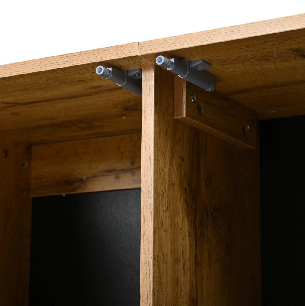 Madia 140x35x71 cm a 3 ante push-to-open nera e legno naturale HAVRYA
