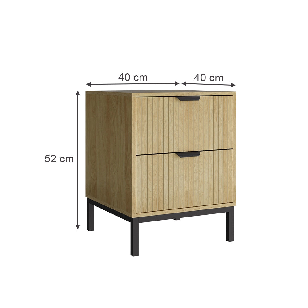 Vicco Comodino Rovere 40 x 52 cm con 2 cassetti