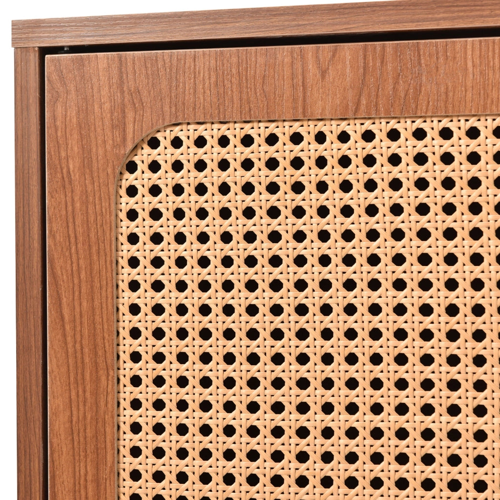 Credenza 150x40x90 cm con 2 ante; 3 cassetti e ripiano regolabile color noce HOMVRA
