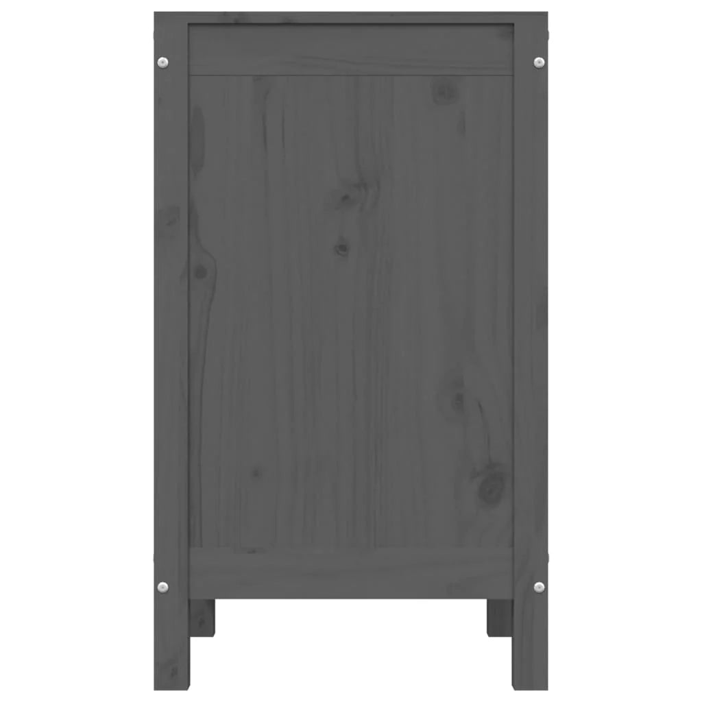 Contenitore per la biancheria grigio 44 x 44 x 76 cm in legno massello di pino 02_0006135