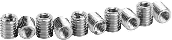 Inserti a doppio fine 10 pezzi - M5 alluminio interno/M8 alluminio esterno - Chiavi a vite - Acciaio inossidabile - Kit di riparazione a vite - Elevate prestazioni - Componente di inserimento a vite